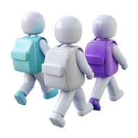 Three Students Walking with Backpacks png