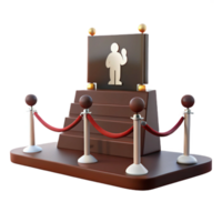 3D Render of a Red Carpet Stand with a Person Icon png