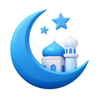 crescente lua e mesquita com estrelas png