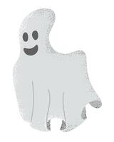 Cute smiling ghost illustration with textured effect isolated on white background.Halloween illustration in flat style. Perfect for stickers vector