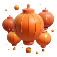 Orange Lanterns Floating in the Dark png