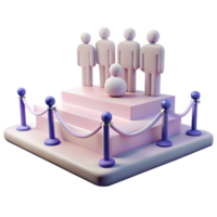 3D Render of a Pink Platform with Figures and a Velvet Rope png