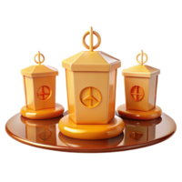 Three Golden Lanterns with Peace Symbol png