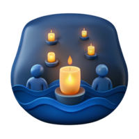 Candles and Figures in a Blue Wavy Background png