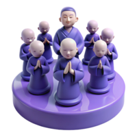 3D Render of Monks Praying in Circle png