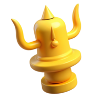 3D Render of a Yellow Abstract Figurine with a Spiked Top and Two Arms png