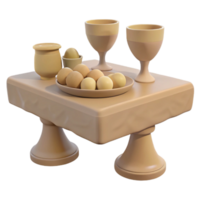 Table Setting with Goblets, Eggs, and a Covered Jar png