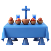 Table Setting with Cross, Bowls, and Eggs png