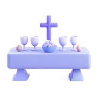 Purple Table Setting with a Cross and Eggs png