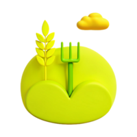 3D Illustration of a Field with Wheat and a Pitchfork png