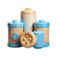 3D Rendered Set of Containers with Blue and Beige Colors png