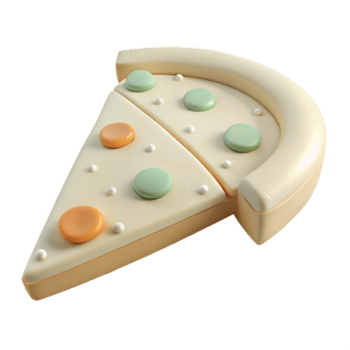 3d render do uma pizza fatia com verde e laranja coberturas png