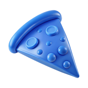 3d rendido azul pizza fatia com coberturas png
