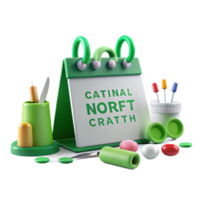 3D Rendered Calendar with Colorful Objects png
