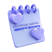 Purple Notepad with Hearts and Random Text png
