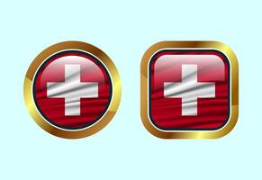 Glossy flag button of Switzerland, High quality web button design vector