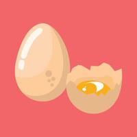 Whole chicken egg and broken egg with yolk vector