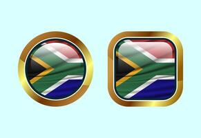 Glossy flag button of South Africa, High quality web button design vector