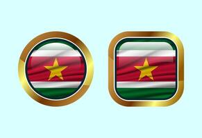 Glossy flag button of Suriname, High quality web button design vector