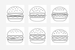 Burger One Line Art on White Background vector