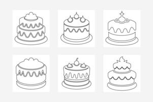 Minimalist One-Line Cake Illustration on White Background . Simple Cake Art for Decor, Invitations, and More vector