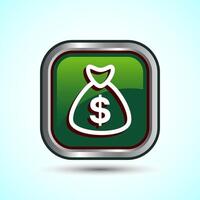 Dollar icon design illustration, Money icon sign for financial apps and websites, Green Color Square Button Design vector