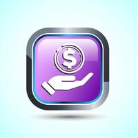 Dollar icon design illustration, Money icon sign for financial apps and websites, Pink Color Square Button Design vector