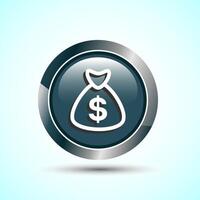 Dollar icon design illustration, Money icon sign for financial apps and websites, Gray Color Round Button Design vector
