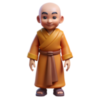 Buddhist monk 3d character isolated on the transparent background png
