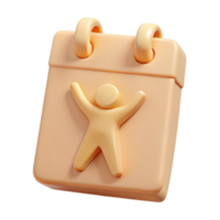 3D Render of a Calendar Icon with a Happy Person Symbol png