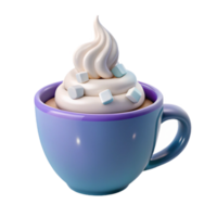 Whipped Cream and Marshmallows in a Blue Mug png