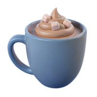 Whipped Cream and Marshmallows in a Blue Mug png