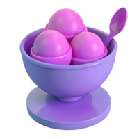 3D Render of Ice Cream in a Bowl with a Spoon png