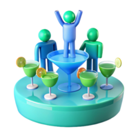 3D Rendering of a Party with Cocktails and Friends png