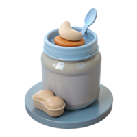 Jar of Nut Butter with Spoon and Cashew png