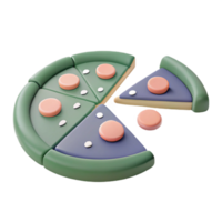 3D Render of a Pizza with a Slice Removed png