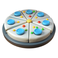 3D Colorful Puzzle with Circular Pieces and Buttons png