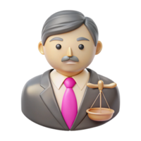 3D Illustration of a Lawyer with a Scale of Justice png