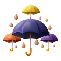 Colorful Umbrellas Protecting from Rain Drops png