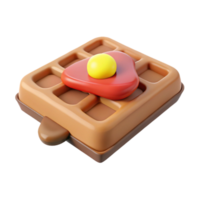 3D Render of a Waffle with a Fried Egg on Top png