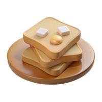 3D Rendered Stack of Toast with Butter and Egg png