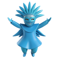 Blue Character with Mask and Feathers png