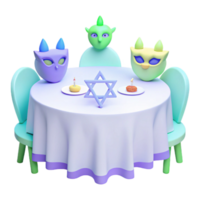 3D Render of a Festive Table Setting with Candles and Star of David png