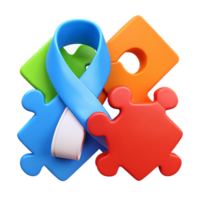 Colorful Puzzle Pieces and a Ribbon - Representing Unity and Togetherness png