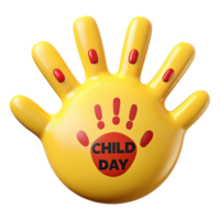 Yellow Hand with Child Day Message png