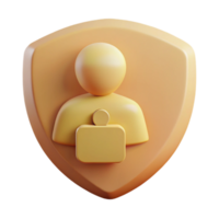 3D Render of a Shield with a Person Icon png