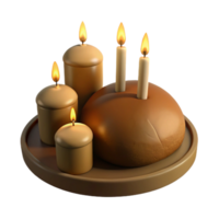 Candles on a Tray with Round Object png