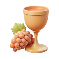 Grapes and Chalice 3D Rendering of a Traditional Symbol png