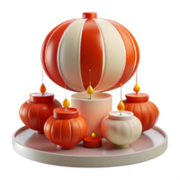Orange and White Candles on a Tray with a Large Round Object png