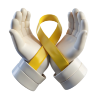 Hands Holding Yellow Ribbon Symbol of Support and Hope png